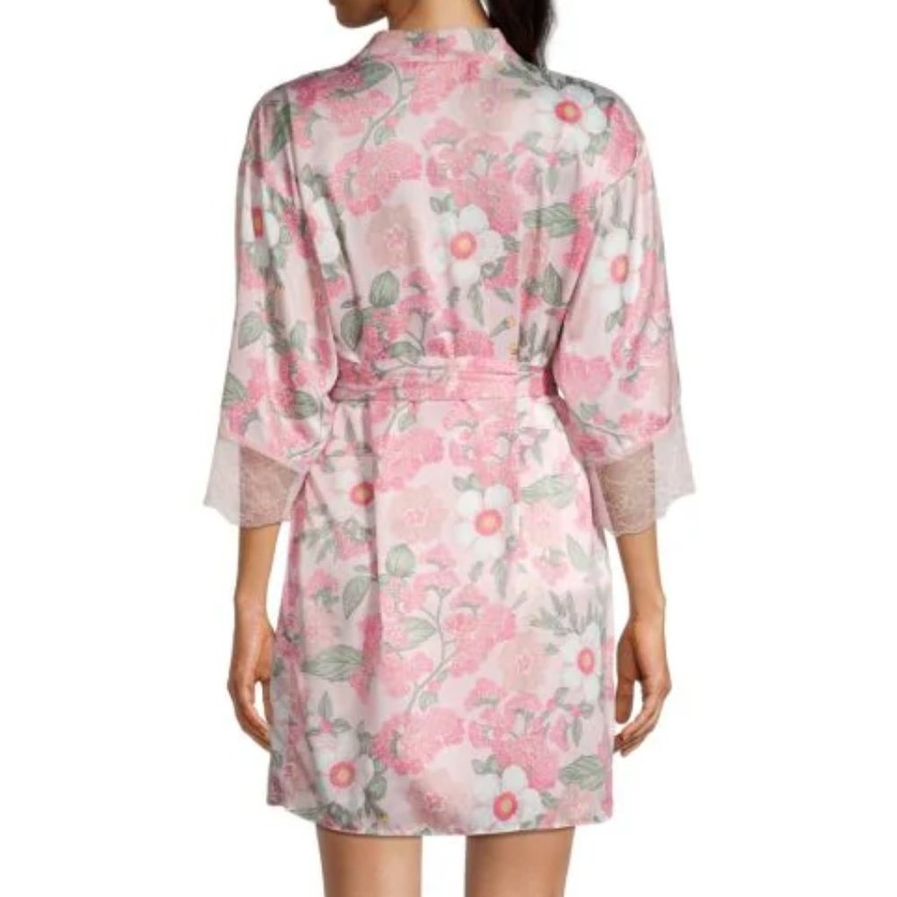 NEW Flora Nikrooz Women Trish 2 Piece Set Robe & Chemise Nightgown Lace Trim - Picture 2 of 5